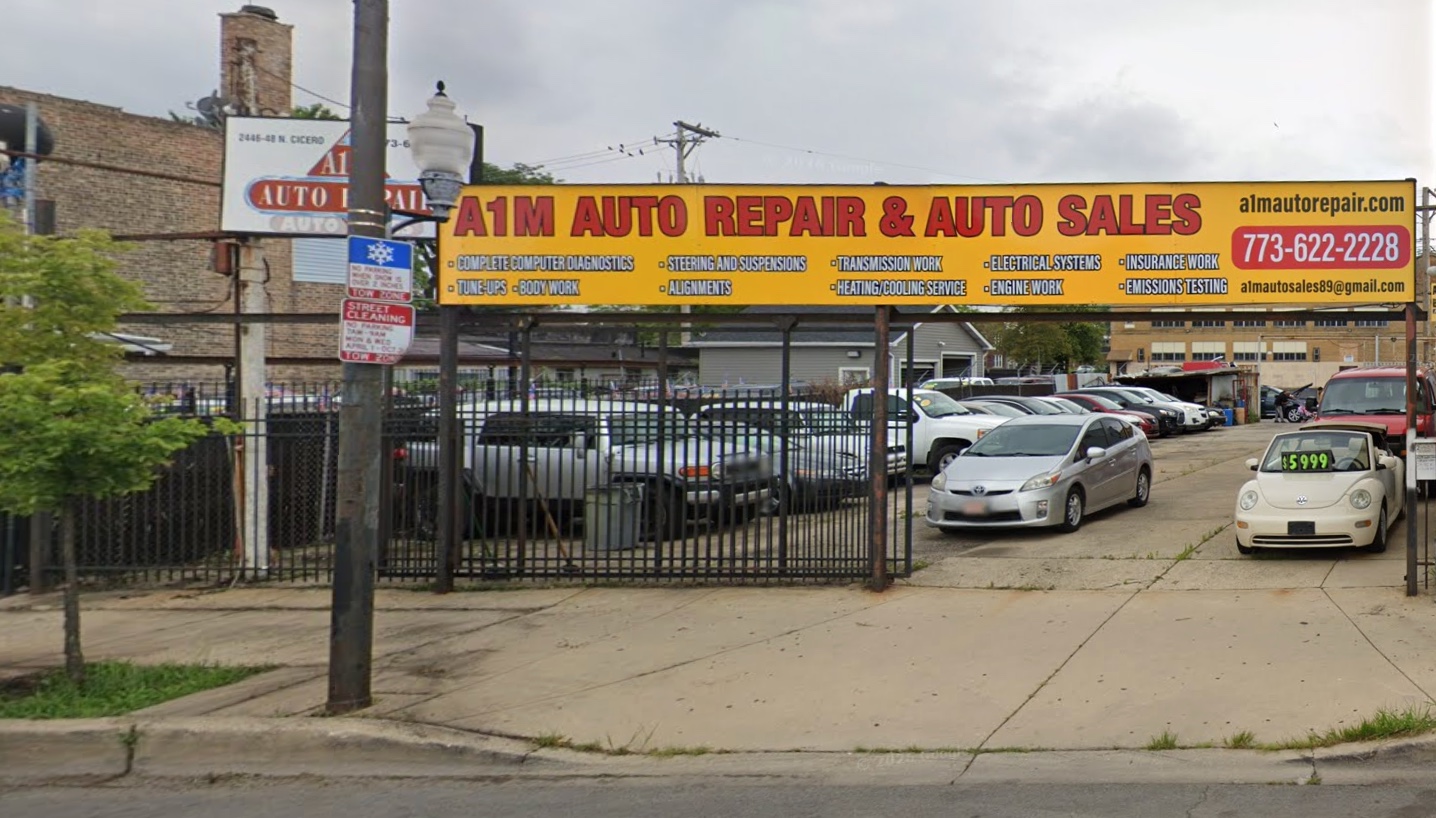 A1M Auto Repair & Auto Sales dealership and repair shop on N. Cicero Ave in Chicago